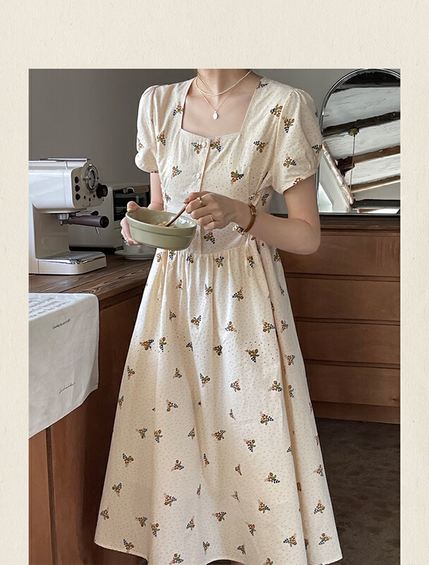 [L.L studio] square neck bubble sleeve fashion dress 77134# PCZ