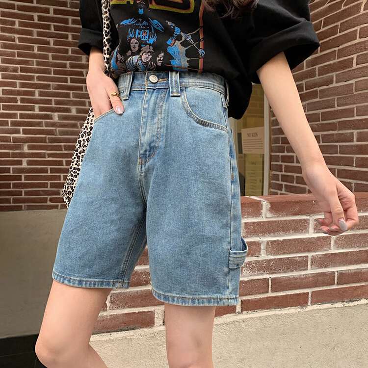 [vitality YDY] high waist tooling casual slim straight tube denim shorts 5085# LSW