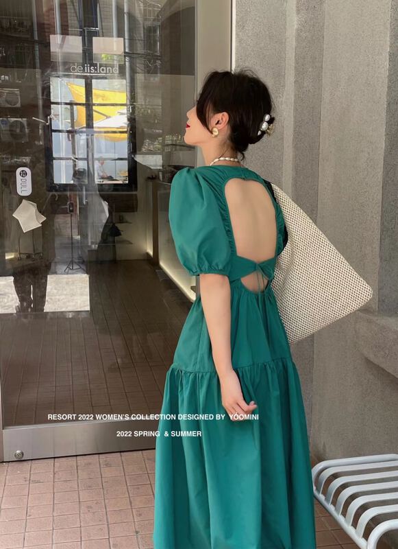 New in early summer! [yoomini] Korean solid color Pleated Dress x12762# WPL