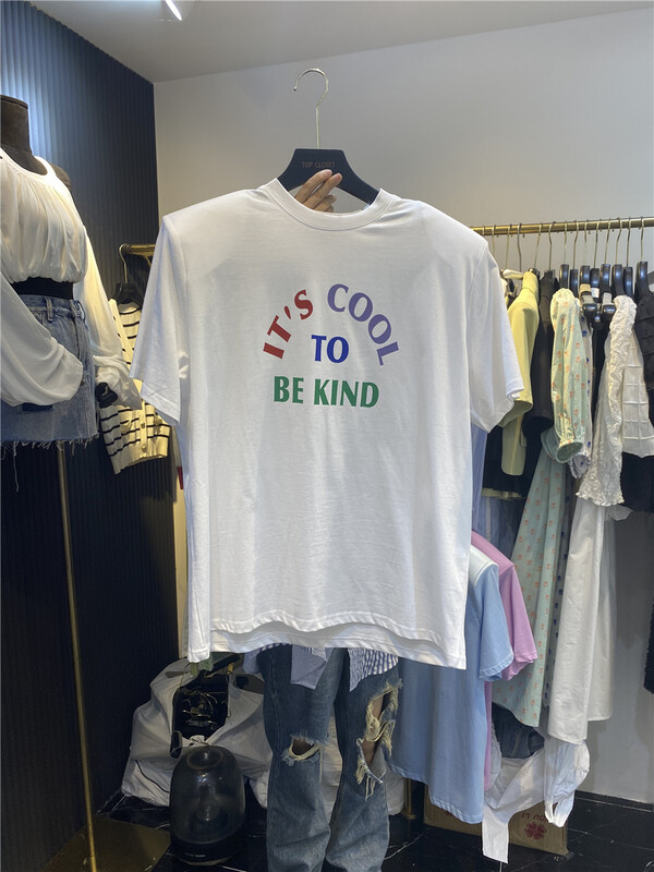[top close] letter printed loose short sleeve T-shirt 3926# ozq