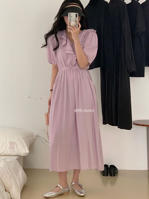 In early summer! [RS] Ruffle collar waist closing fashion dress rs1506\xyy