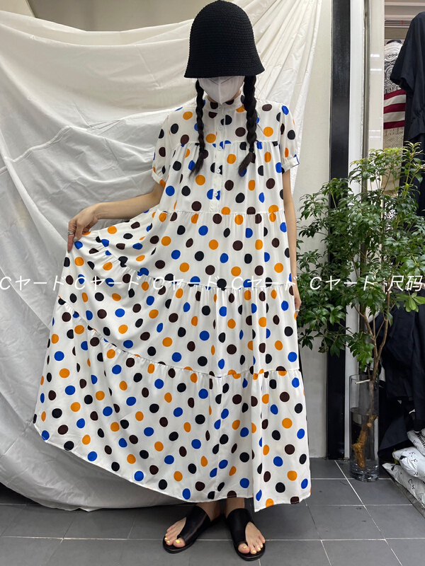 【尺碼】彩色波點蛋糕寬鬆連衣裙  5392-82#  LSW