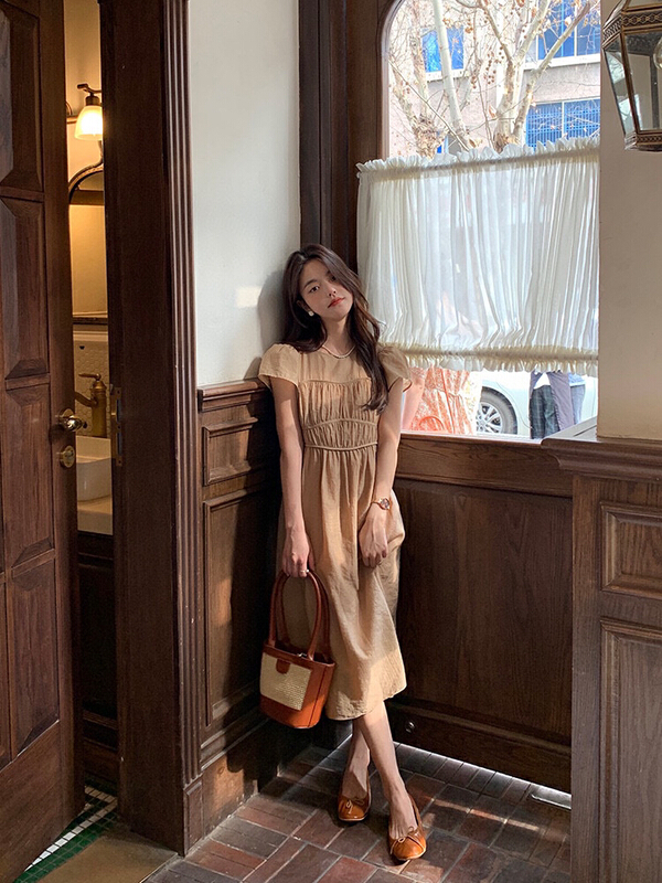 [wgwe] gentle style, retro temperament, wrinkled and thin dress 1667# PCZ