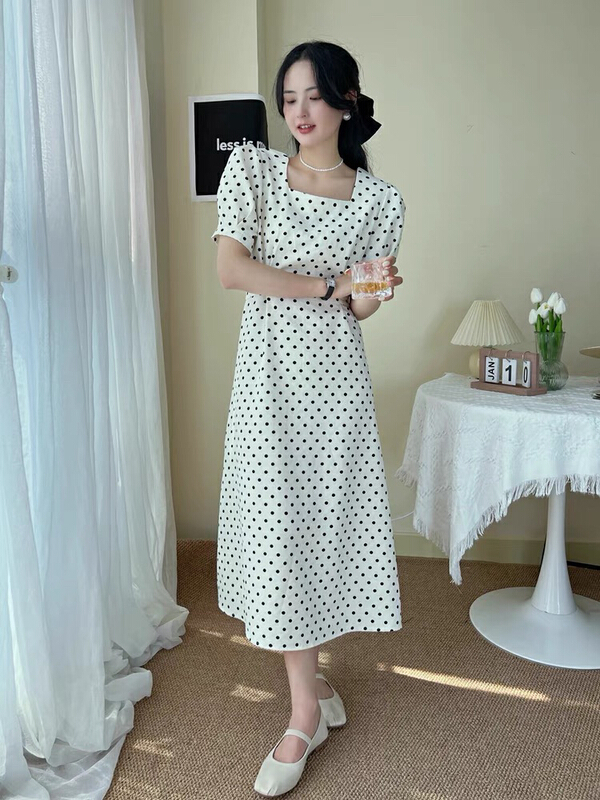 New in early summer! [by] retro design wave point dress 5007-1# Cl