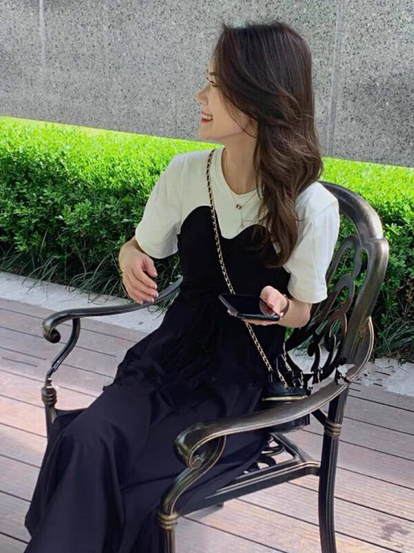 【JUN.T】設計感假兩件連衣裙  5950#  PCZ