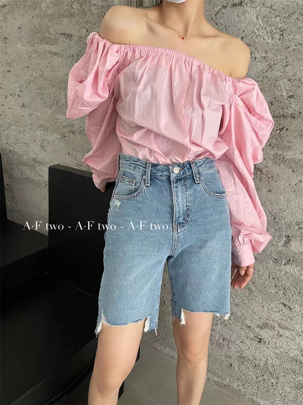 [buyer Yan Xuan Dai Jia'er] Korean style woolen ins 5-point denim shorts 30026# Cl