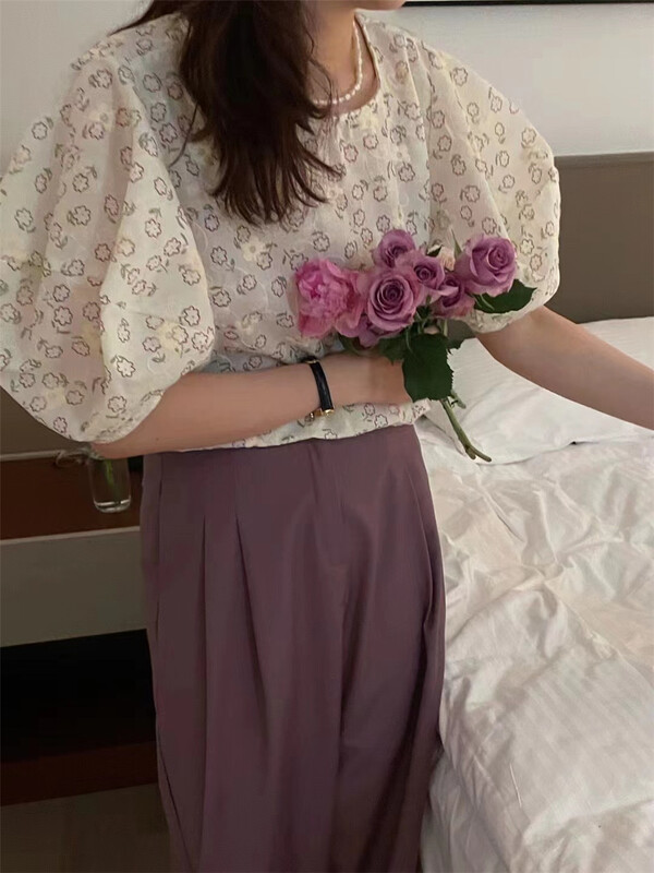 [malt] embroidered fashion sweet blouse 3115# XYJ