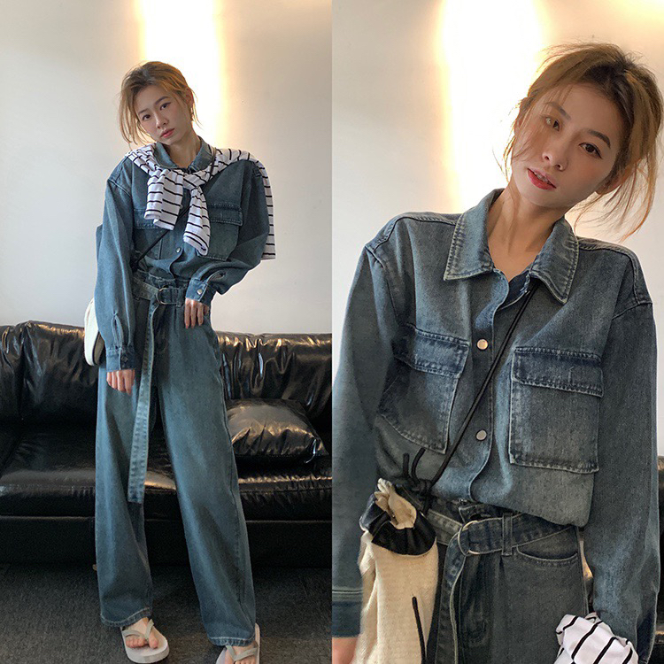 New year in early spring! [wgwe] fashion retro western style jeans jacket + skinny jeans suit (excluding shawl) 1200# PCZ