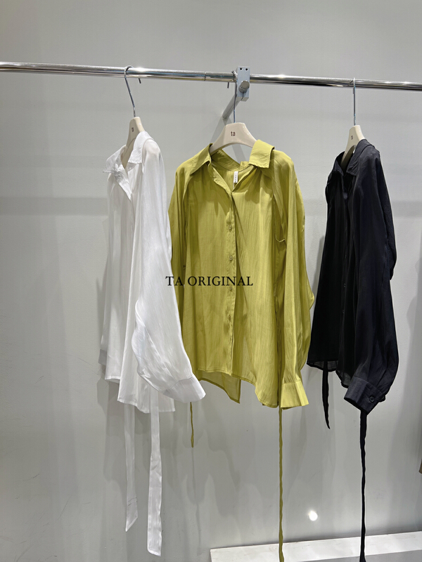[TA] design sense: waist closing long sleeve shirt + comfortable vest suit inside (with waist rope) c10792# ll