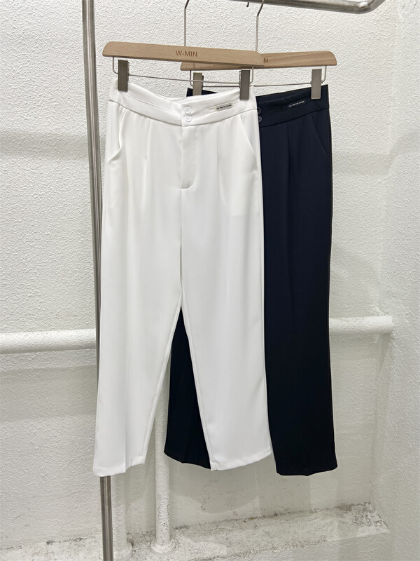 New in early summer! [w.min] niche design waist label versatile trousers 8909# CLS