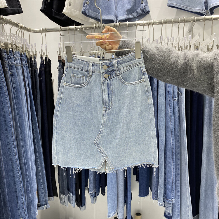 New in early summer! [blue] little women's high waist denim short skirt 33060# hjy