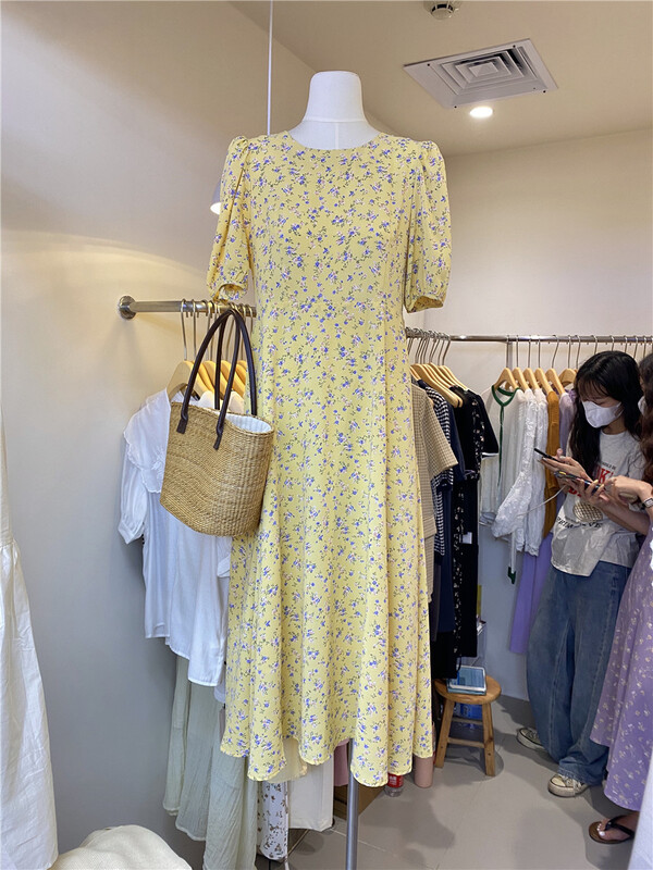[cepar] Korean lady floral round neck dress 7181# hjy