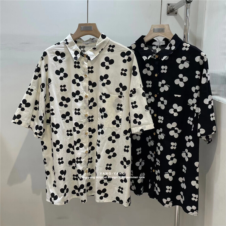 [Yang-Yang] Mori flower foreign style versatile short sleeved shirt c3032# CLS