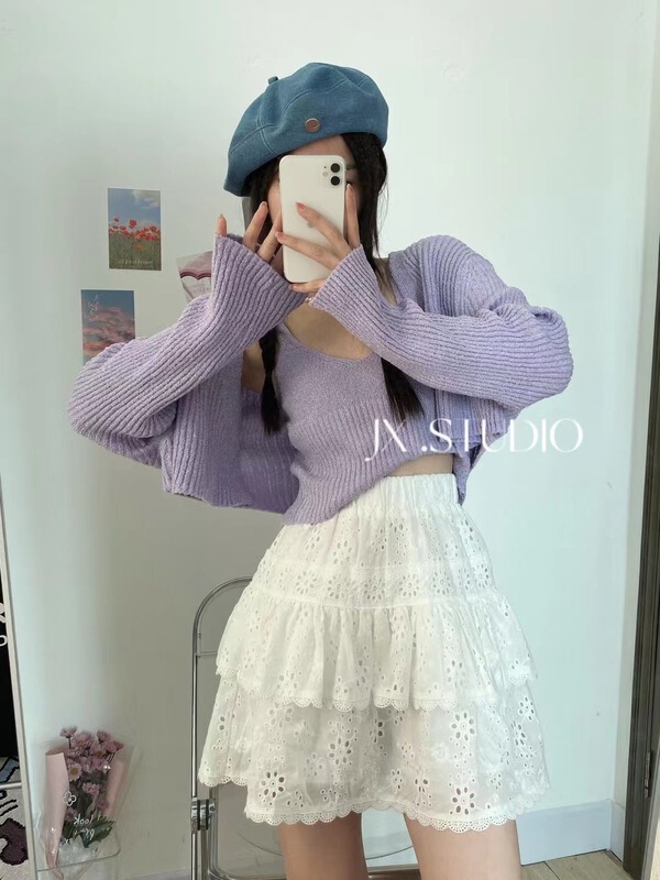 New in early summer! [JX] Korean pleated hollow skirt 72050# WTT
