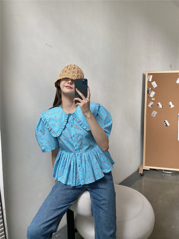 New in early summer! [modern 197] floral temperament versatile blouse 1590-1# zyh