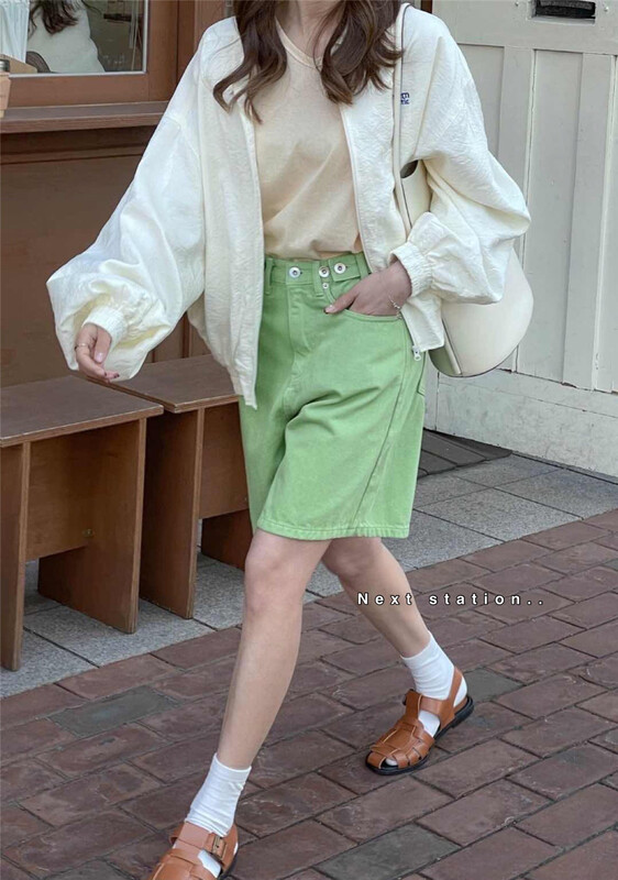 goods in stock! [next station] Korean casual versatile denim shorts a22138# ZSY