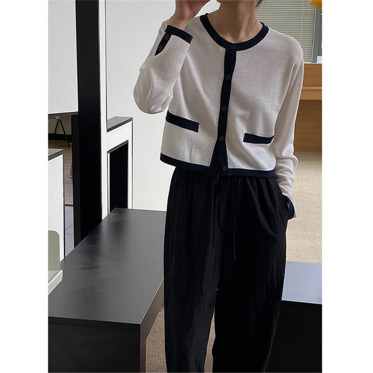Original price 100.39! New year in early spring! [clean space] gentle temperament, color contrast and versatile knitted cardigan 30787# CLS