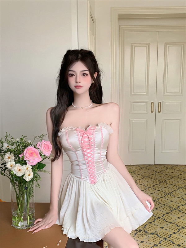 [DS +] Korean slim short bra irregular dress 3183# JJ