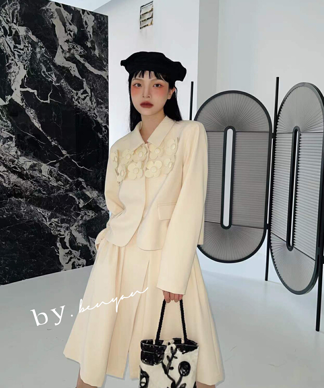 現貨!早春上新!【BENYAN】時尚氣質西裝+簡約半身裙兩件套裝  7602#  ZXX