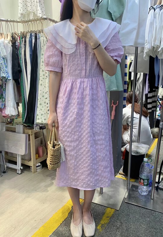 [qingqingjia] Korean doll collar bubble sleeve dress 2055# XYY