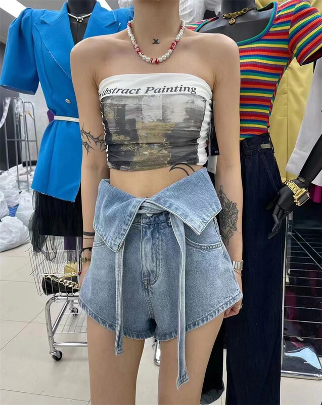 [Zia] Korean slim high waist denim shorts (with belt) 56900\hyy