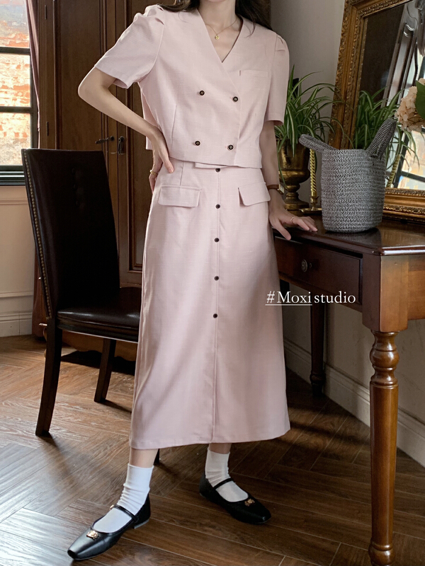 New in early summer! [Moxi] Korean style simple small fragrance skirt 58128# XJ