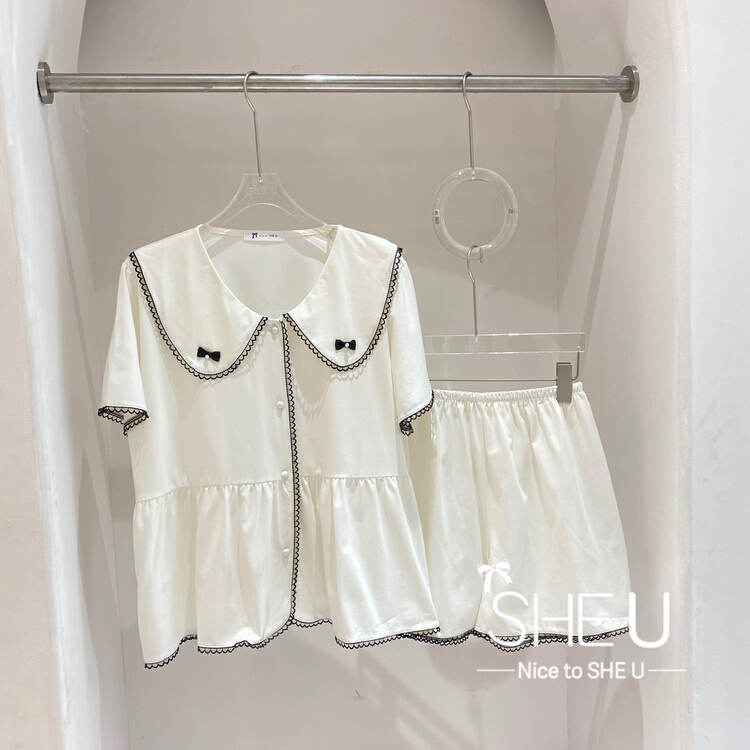 [she u] sweet bow pajamas + home casual Shorts PAJAMAS Set c70034# cqw