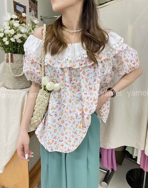 [ya. Mei] Korean style one shoulder pullover shirt 3188# ll