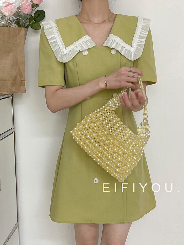 [EI fi you] lace collar small fragrance breasted dress 5080# LSL