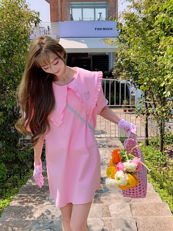 New in early summer! [love] loose and thin doll collar age reducing versatile dress 870# WTT