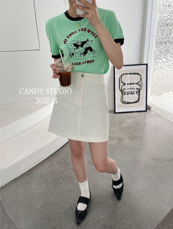 【糖果CANDY】韓系清新撞色字母印花短袖T恤  7399#  ZJY