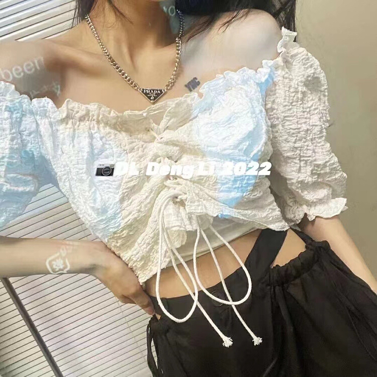 [red] bandage design, off shoulder shirt 6727# Cl