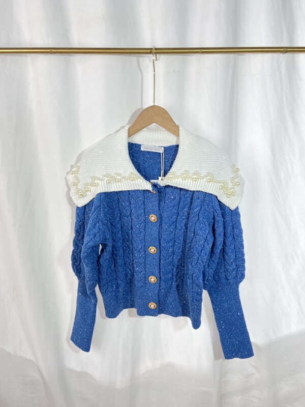 goods in stock! New in early summer! [yspy store] large lapel fashion color matching knitted cardigan 863# Cl