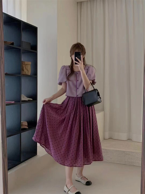 [hey Bella] pleated lady wave point skirt 2829# ll