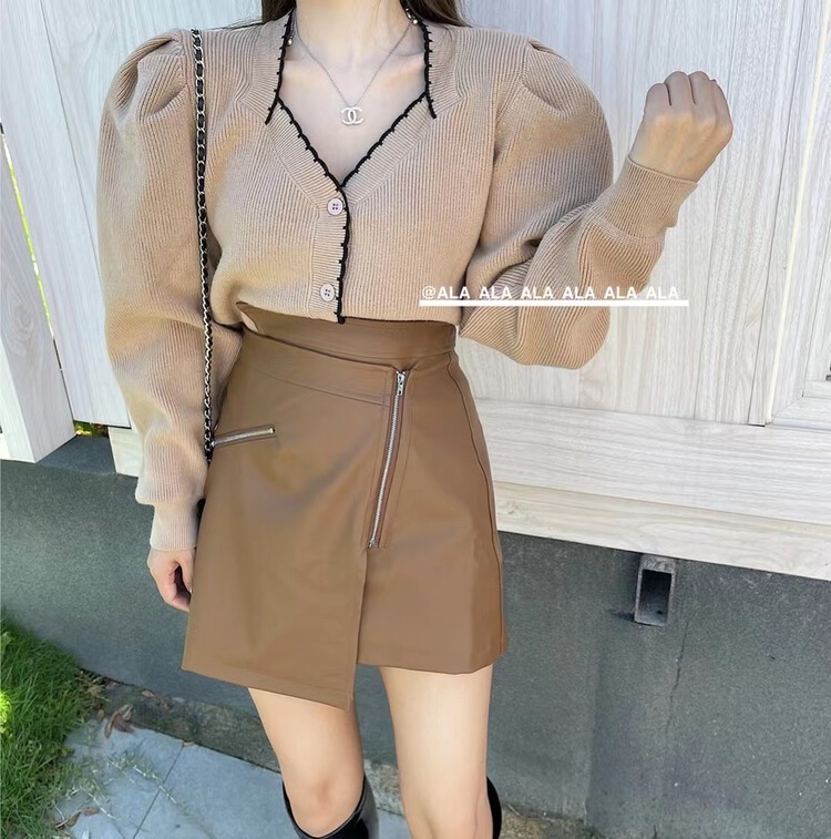 [ala] irregular temperament PU leather versatile design skirt 2336# JJ
