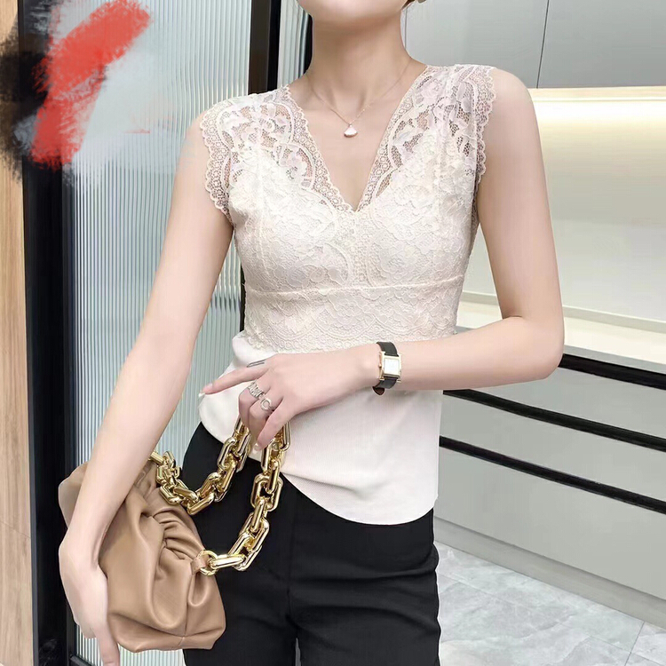 Early spring! [S.J] lace V-neck fashion vest 6719# LSW