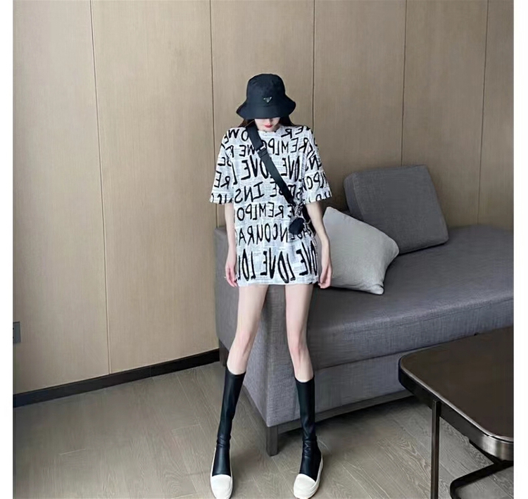 [Irene] alphabet over print loose short sleeve T-shirt 2321# WTT