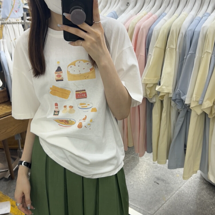 [Li Bai] small casual round neck Abstract short sleeve T-shirt 2823-12# ll