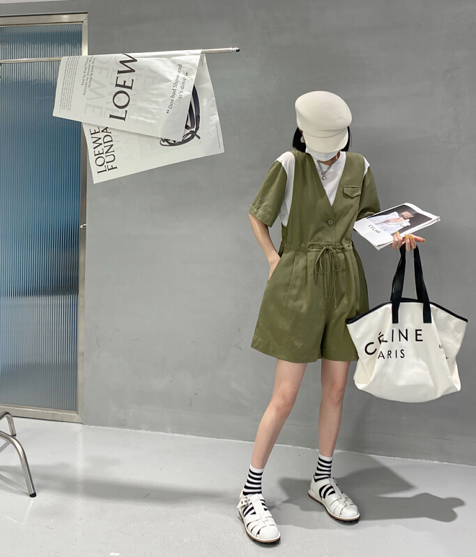 [Lily] loose color matching sleeve short sleeve T-shirt + simple and versatile vest skirt suit 70011ab# XJ
