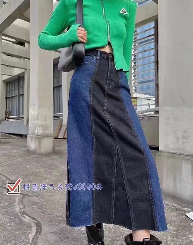 New year in early spring! [- 5kg] color blocking high waist fashion skirt 3080# ll