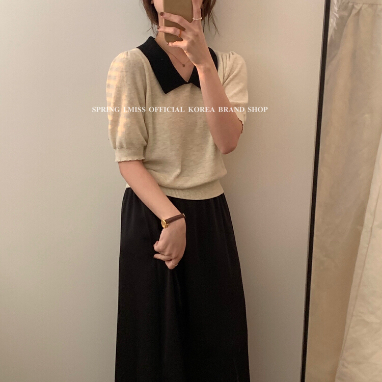 [Imiss] simple and versatile color matching T-shirt (including 10% wool) cx0178# LSW