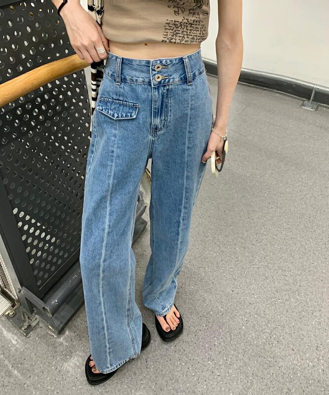 [ten. Ten] Korean high waist personalized thin jeans 99983# WPL