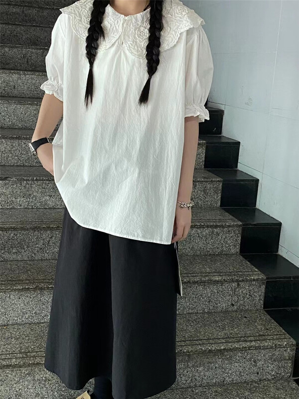 [Muxi] Korean version large lapel age reducing shirt 1172# L