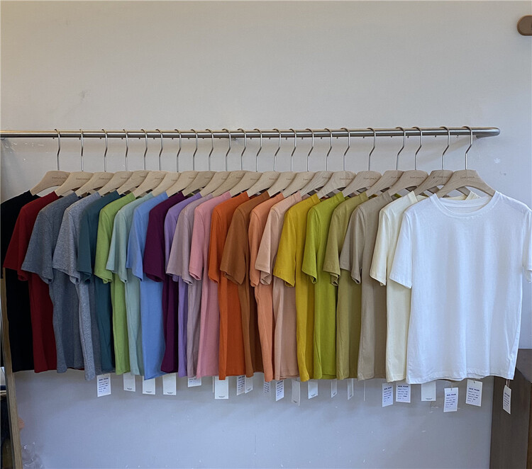 New year in early spring! [seek peach] crew neck clean comfortable short sleeve T-shirt 8803# ll