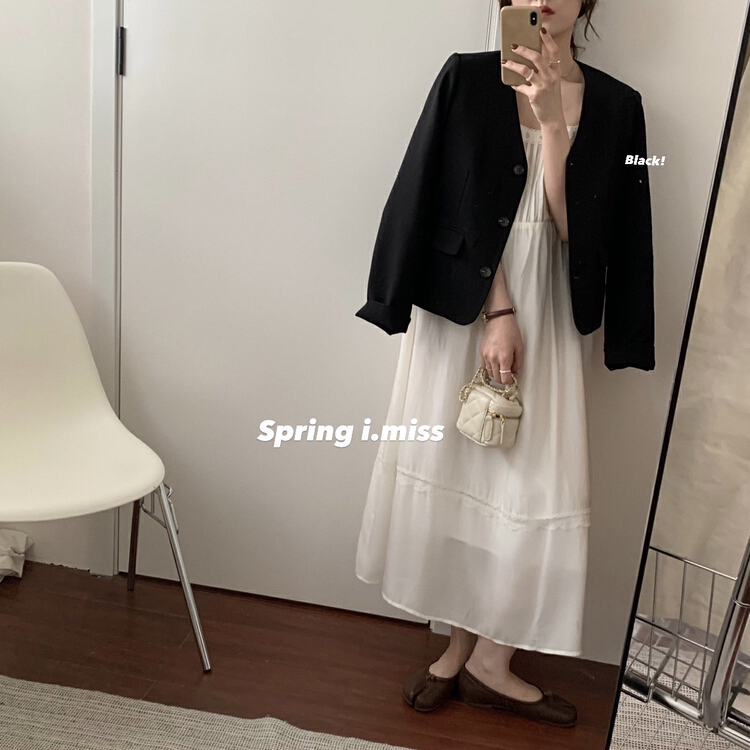 Early spring! [Imiss] textured short V-neck suit (suit only) cx3271# LSW