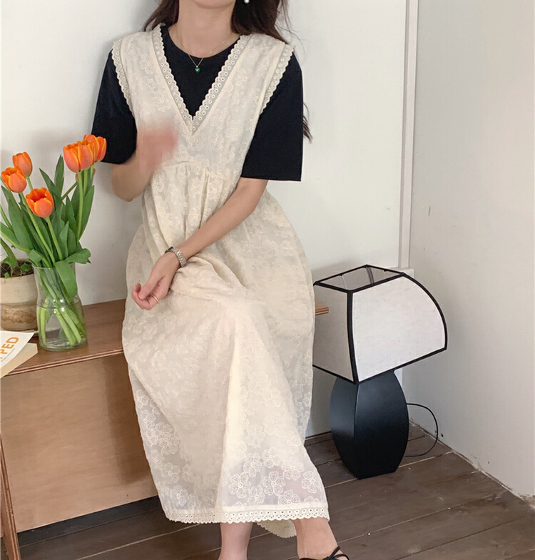 初夏上新!【及時雨】法式重工刺繡花朵連衣裙  6498#  WPL