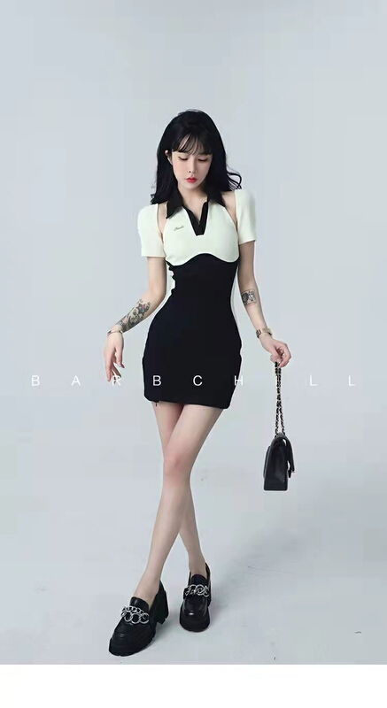 New in early summer! [TZM] design sense two wear slim dress (with butterfly sleeve) t060# LSW