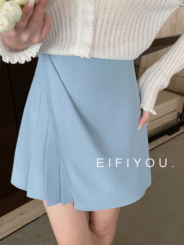New year in early spring! [EI fi you] pleated and twisted hem design versatile skirt 220q8119# LSL