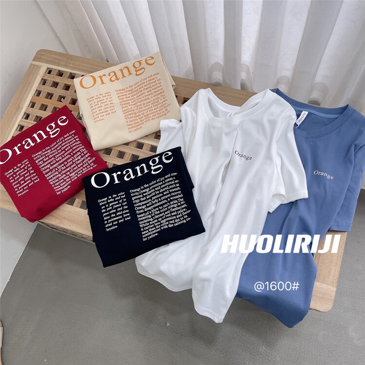 New year in early spring! [vitality diary] Korean versatile personalized back full letter short sleeve T-shirt 1600# CSX