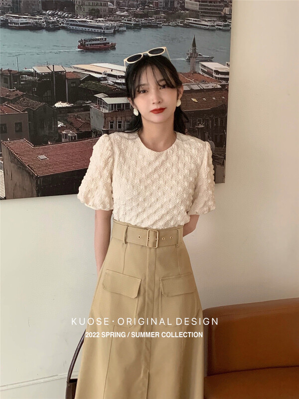goods in stock! New in early summer! [kuose kuoser] lady bubble sleeve short blouse 89583# WPL